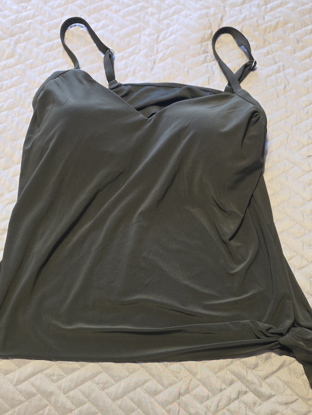 Aqua Green Olive Adjustable-Strap Camisole